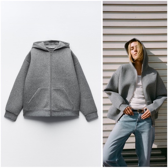 Grey Zara Neoprene Jacket - Picture 1 of 2